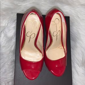 Size 4.5 (US) Red Jessica Simpson Platform Wedges